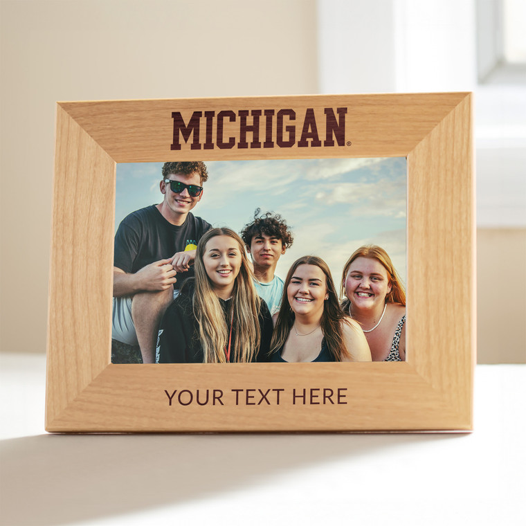 Personalized Michigan Wolverines Picture Frame laser engraved with your custom text.