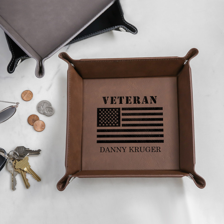 Personalized Veteran Valet Tray — custom engraved in Indiana