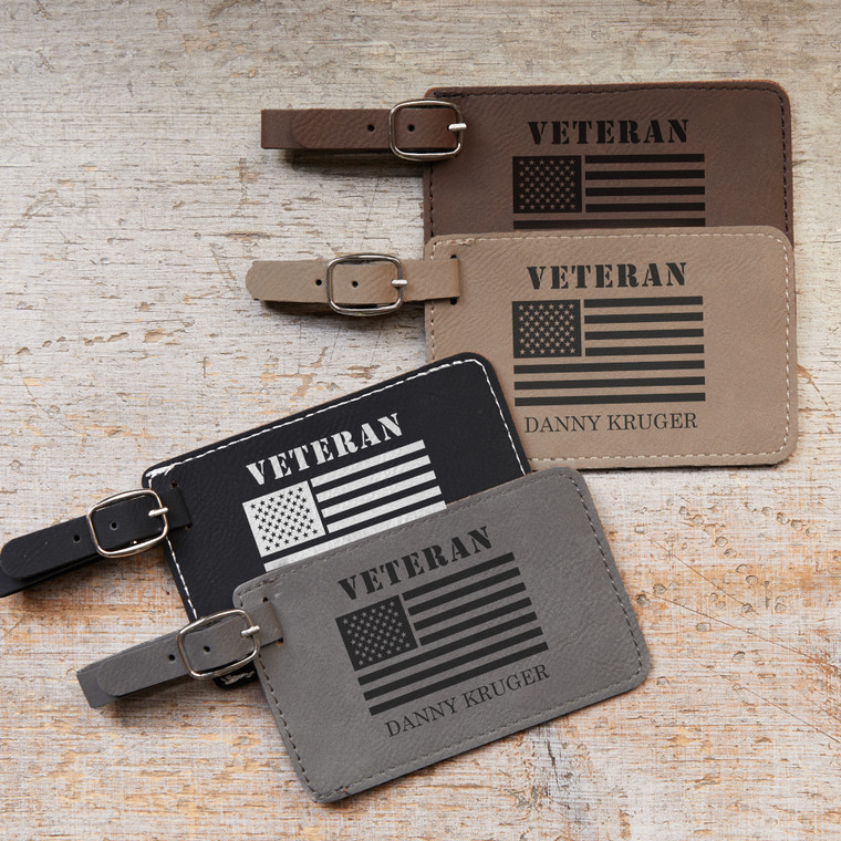Personalized Veteran Luggage Tag — custom engraved in Indiana