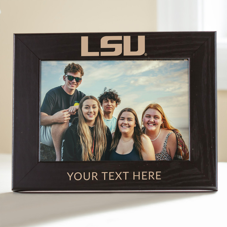 Personalized LSU Tigers Black 5x7 Picture Frame with logo and custom text