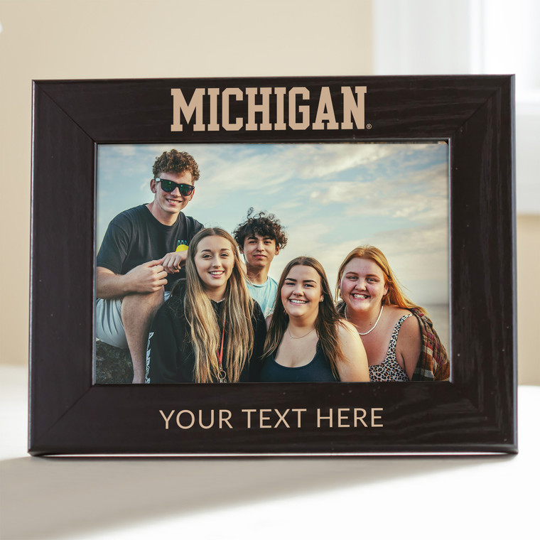 Personalized Michigan Wolverines Black 5x7 Picture Frame with logo and custom text
