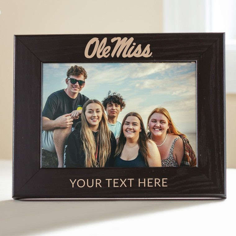 Personalized Ole Miss Rebels Black 5x7 Picture Frame with logo and custom text