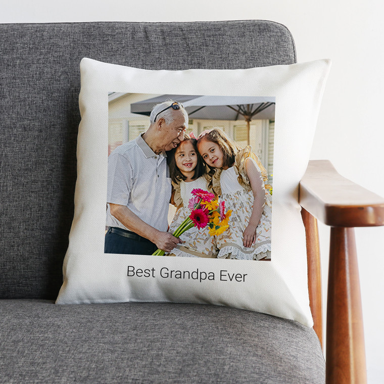 Personalized Grandpa Pillow with Photo — custom engraved in Indiana