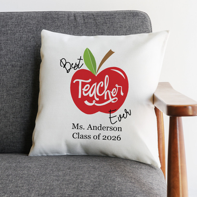 Personalized Best Teacher Ever Decorative Throw Pillow