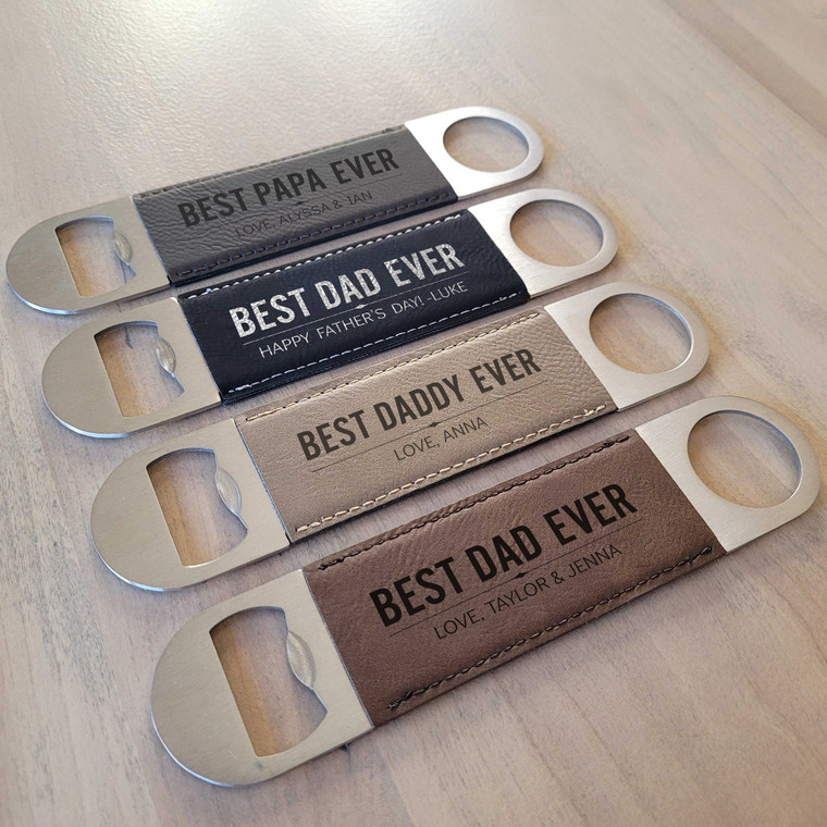 Personalized Best Dad Ever Bottle Opener — custom engraved in Indiana