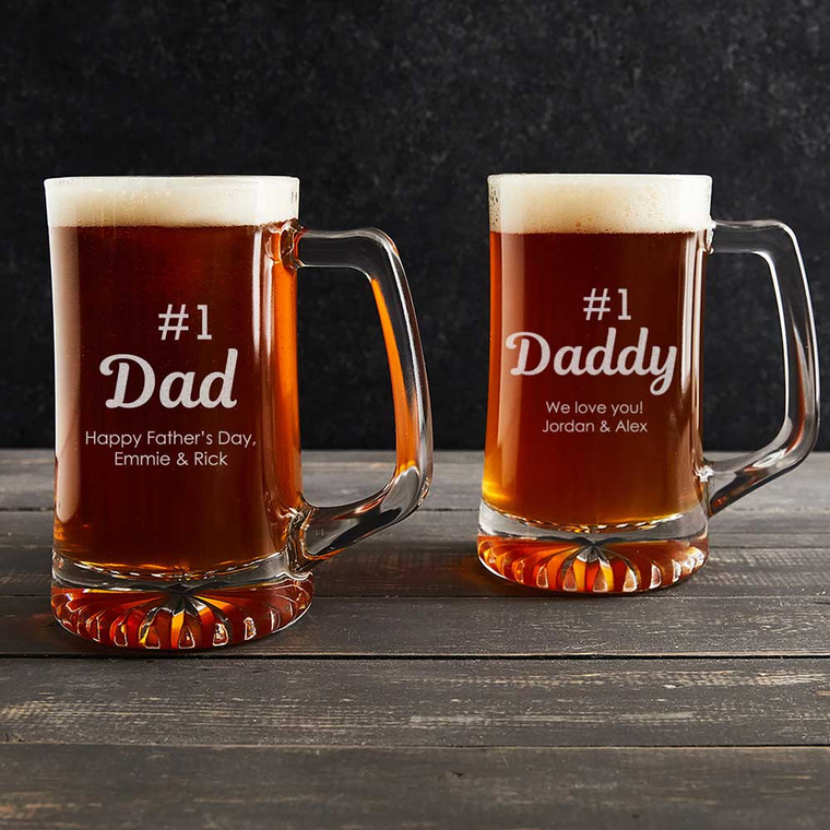 Personalized #1 Dad Beer Mug — custom engraved in Indiana