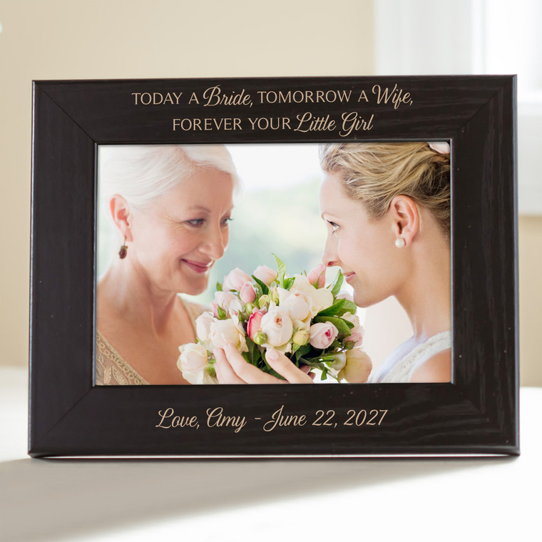 Personalized Mother of the Bride Picture Frame (Black) — custom engraved in Indiana