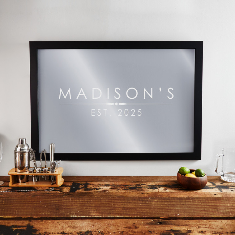 Custom Bar Mirror - Modern Name
