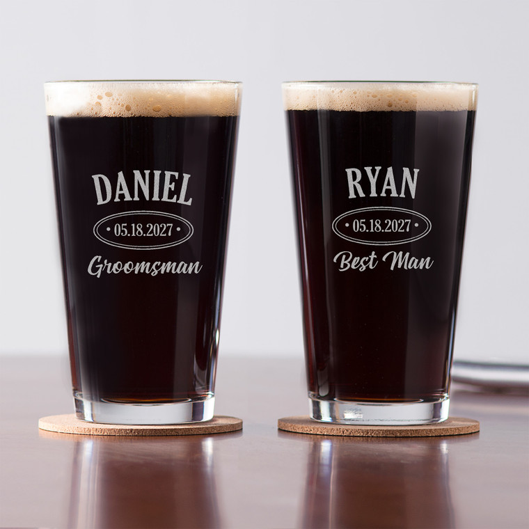 Personalized Groomsman Pint Glass
