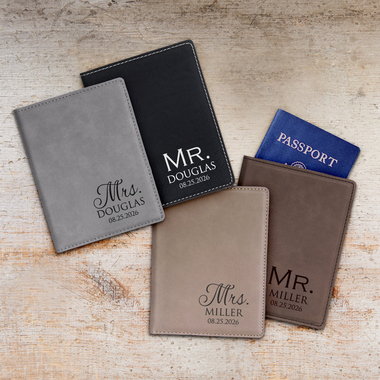 Personalized Mr. & Mrs. Passport Covers Pair Personalized Mr. & Mrs. Passport Covers Pair