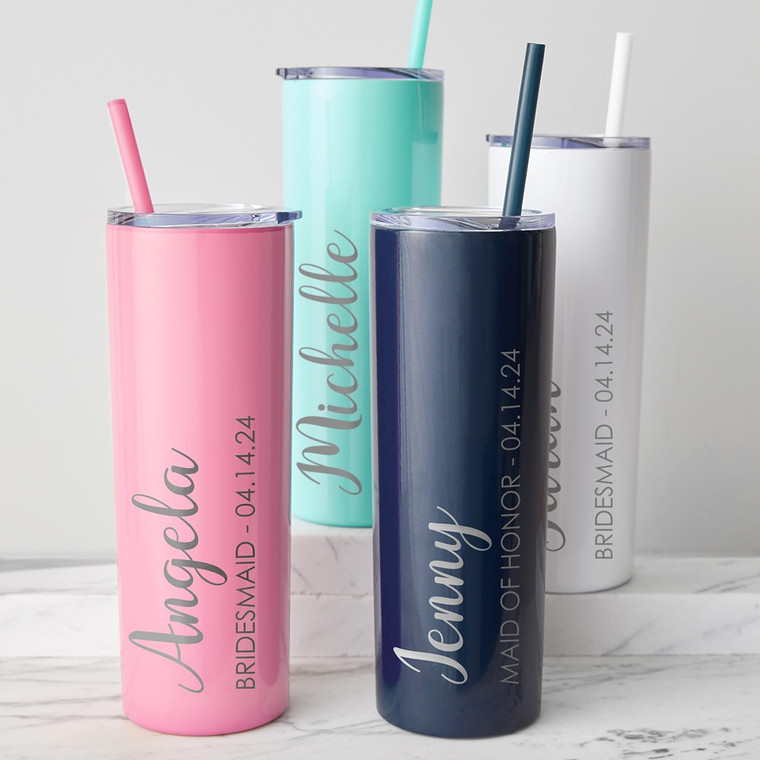 Personalized Bridesmaid Tumbler with Straw