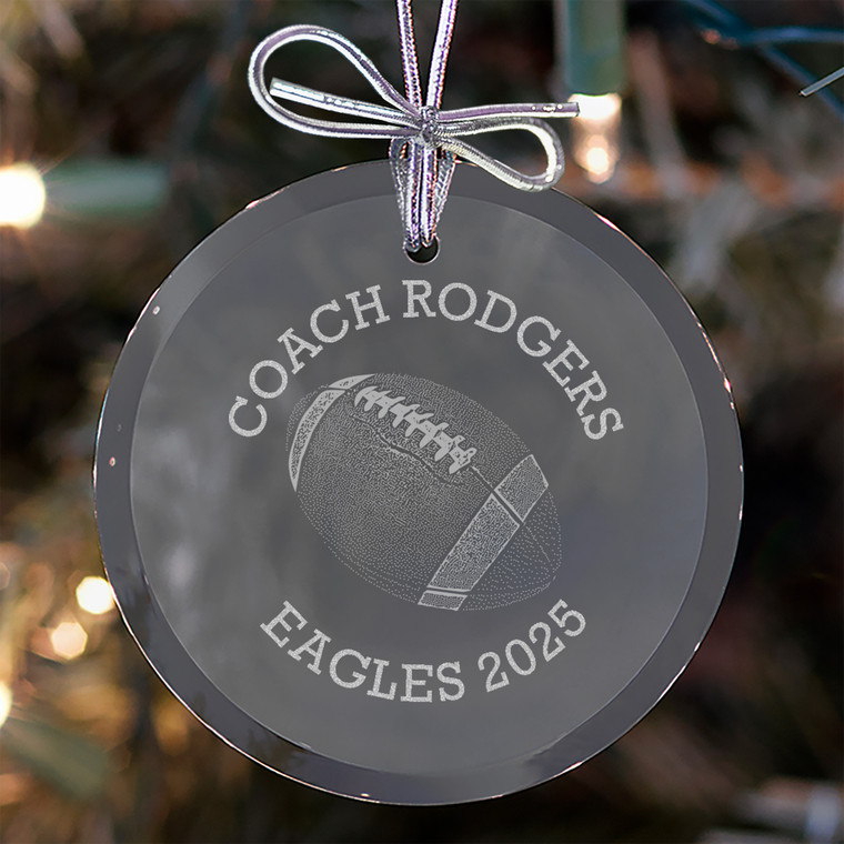 Personalized Football Coach Ornament — custom engraved in Indiana