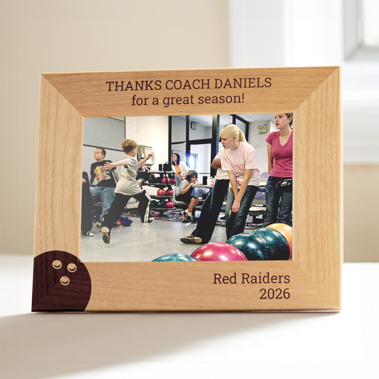 Personalized Bowling Coach Picture Frame — custom engraved in Indiana