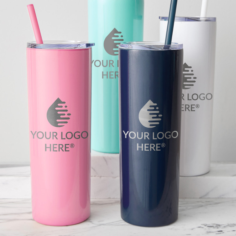 Bulk Custom Engraved Skinny Tumbler with Logo