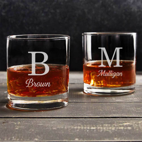 Engraved LV Louis Vuitton Rocks Glass - Personalized Whiskey