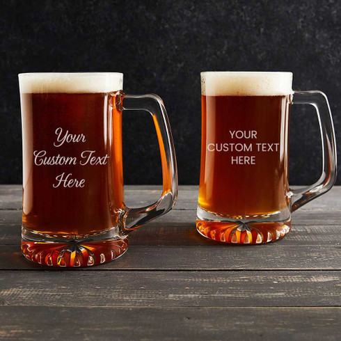 Personalized Casual Script Font Engraving Large Glass Beer Mug