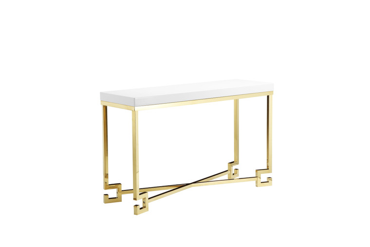 Sophia Console Table in Gold and White Lacquer