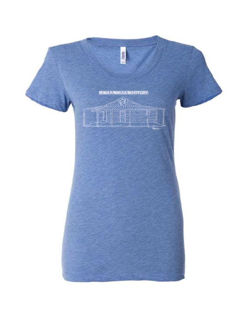 WWR  Tri-Blend T-shirt, Womens, Blue, "Roastery Deck" 