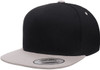 Yupoong YU6007 Five-Panel Flat Bill Cap | Black/ Silver