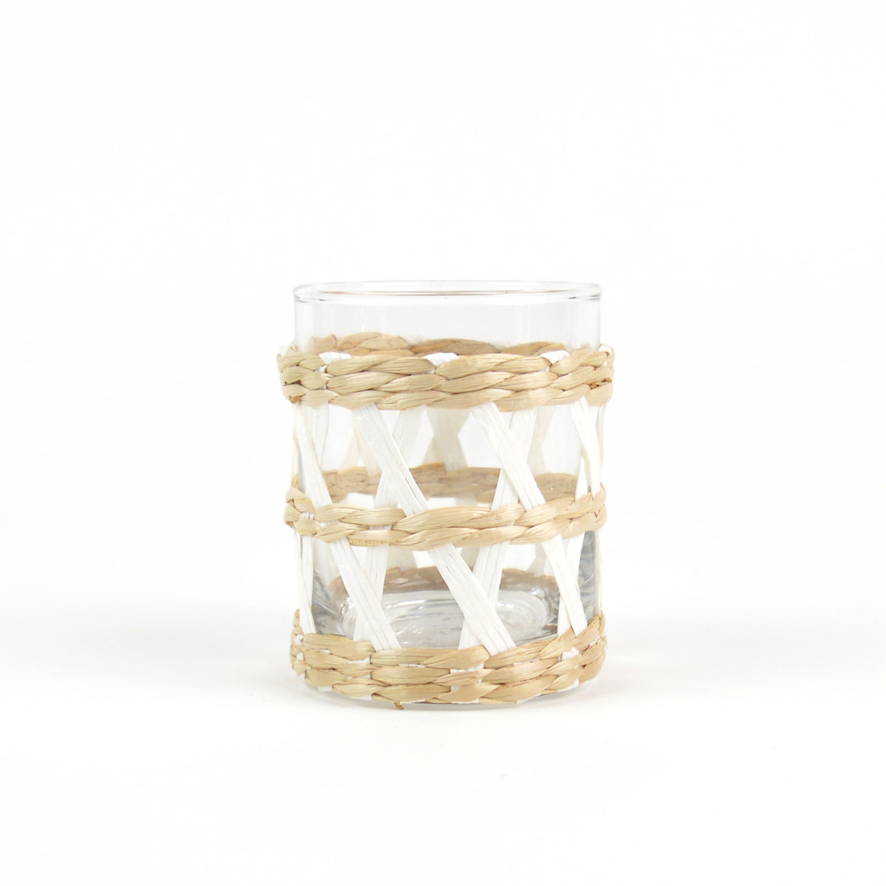 White Rattan Old Fashioned Glass 8 Oak Lane