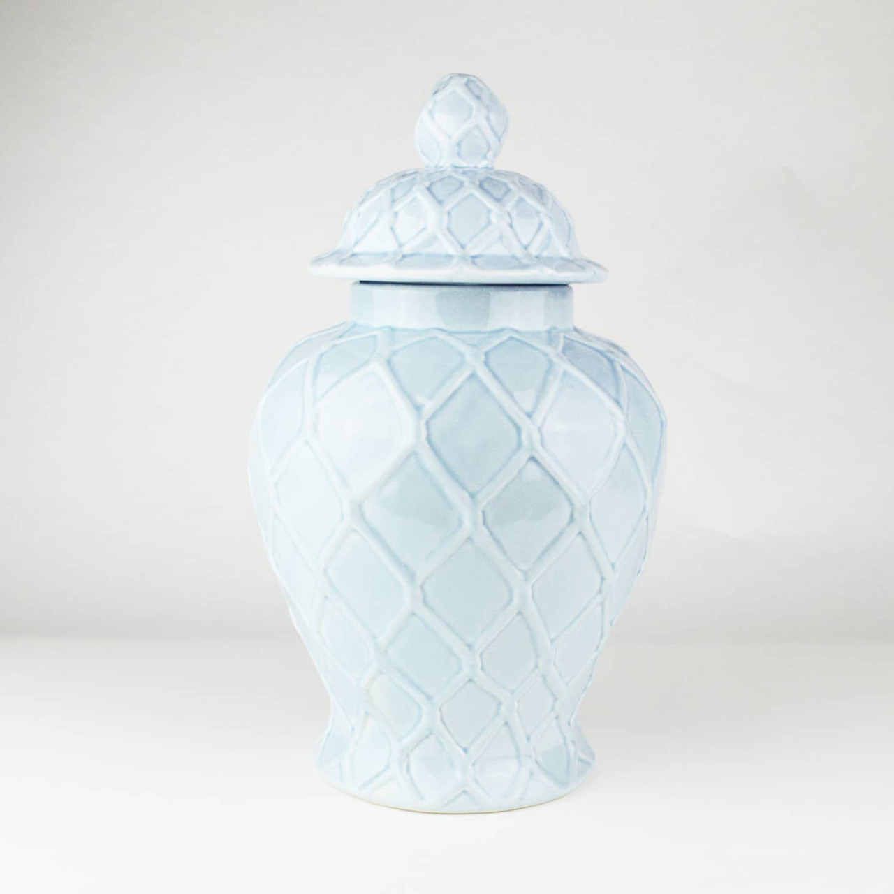 Blue Large Textured Ginger Jar - 8 Oak Lane