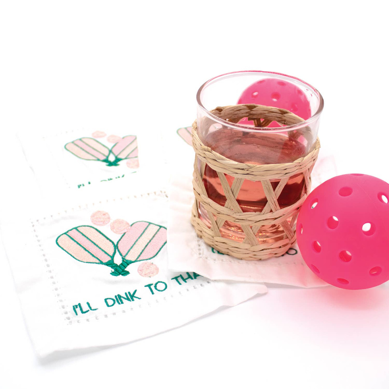 8 Oak Lane Pickleball Embroidered Cocktail Napkin - Thumbnail 3
