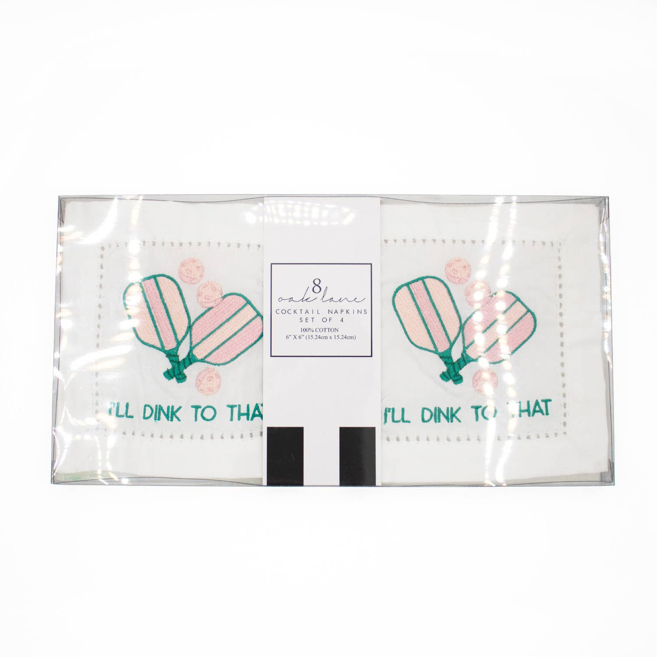 Embroidered Cocktail Napkin Set - Pickleball - Thumbnail 4