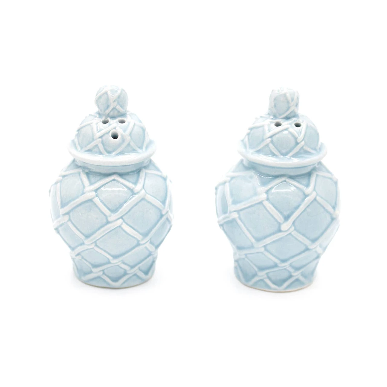Blue Textured Jar Salt & Pepper Shaker Set
