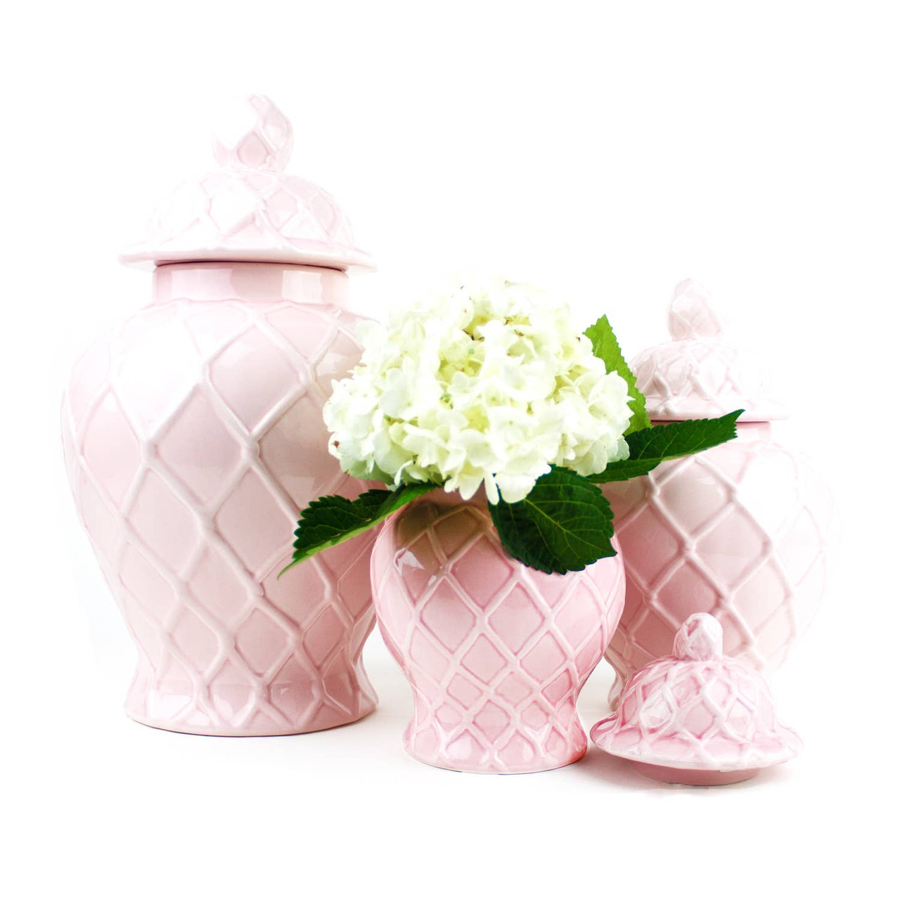 Pink Large Textured Ginger Jar - 8 Oak Lane