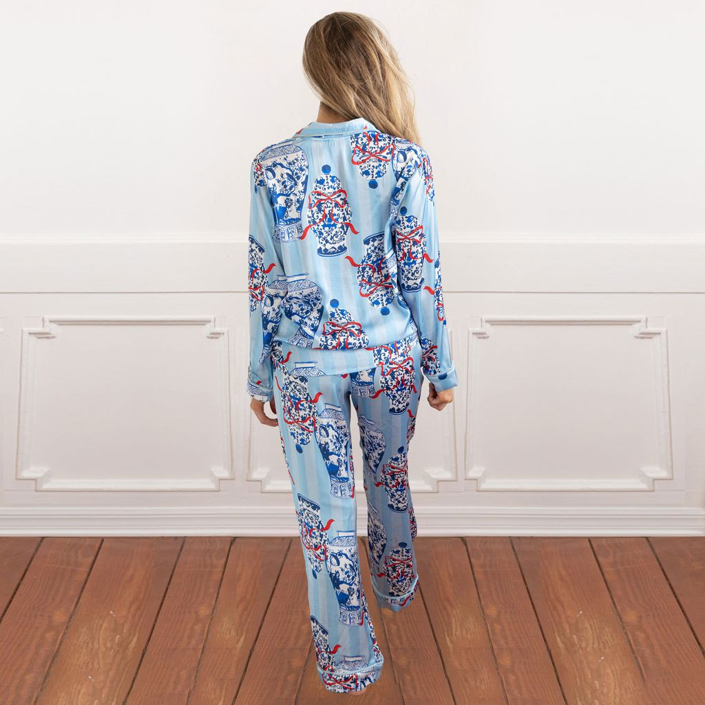 Ginger Jar Stripe Satin Pant PJ Set - 8 Oak Lane