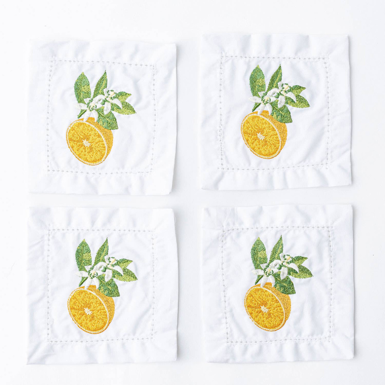 8 Oak Lane Orange Blossom Embroidered Cocktail Napkin - Thumbnail 2