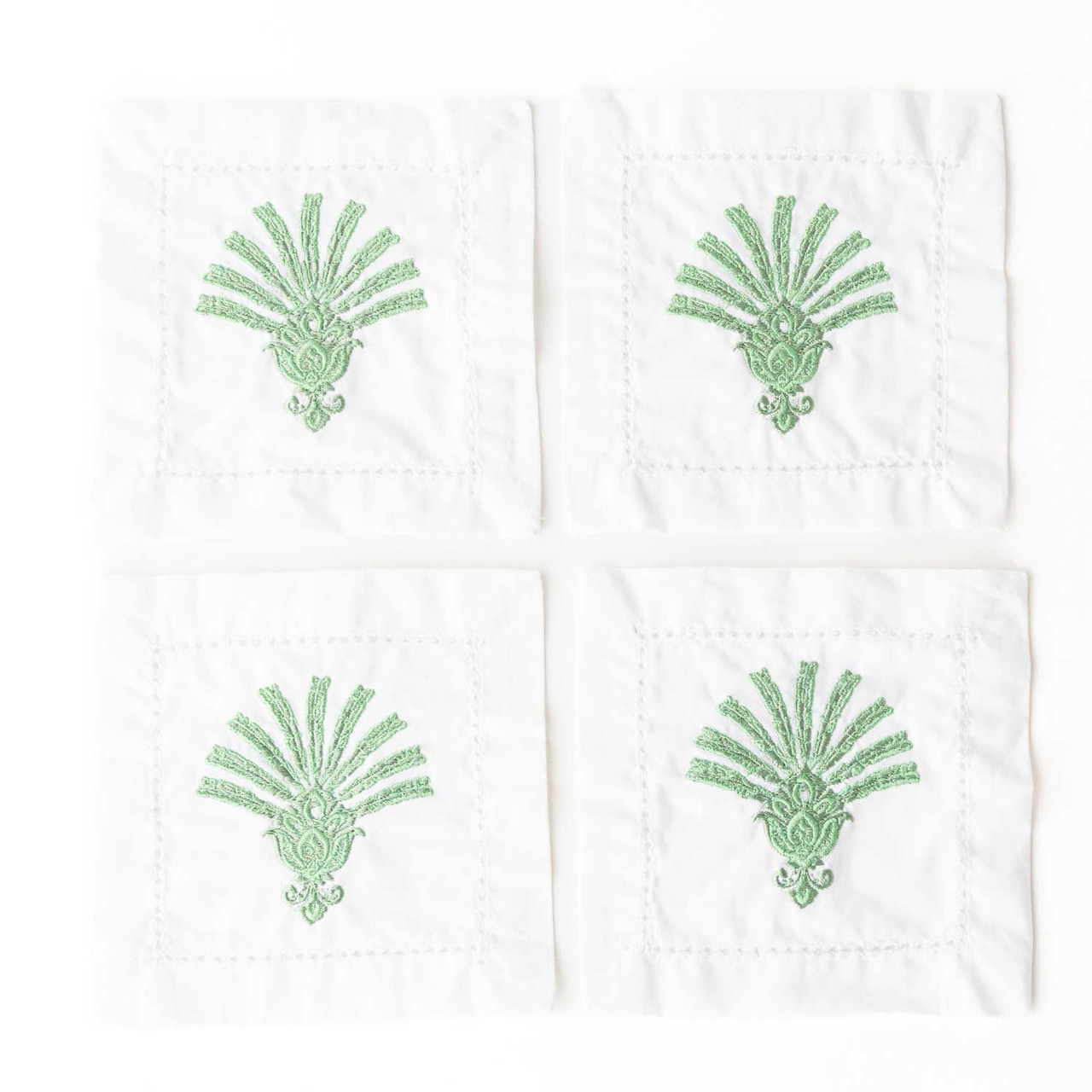 8 Oak Lane Deco Palm Embroidered Cocktail Napkin - Thumbnail 3