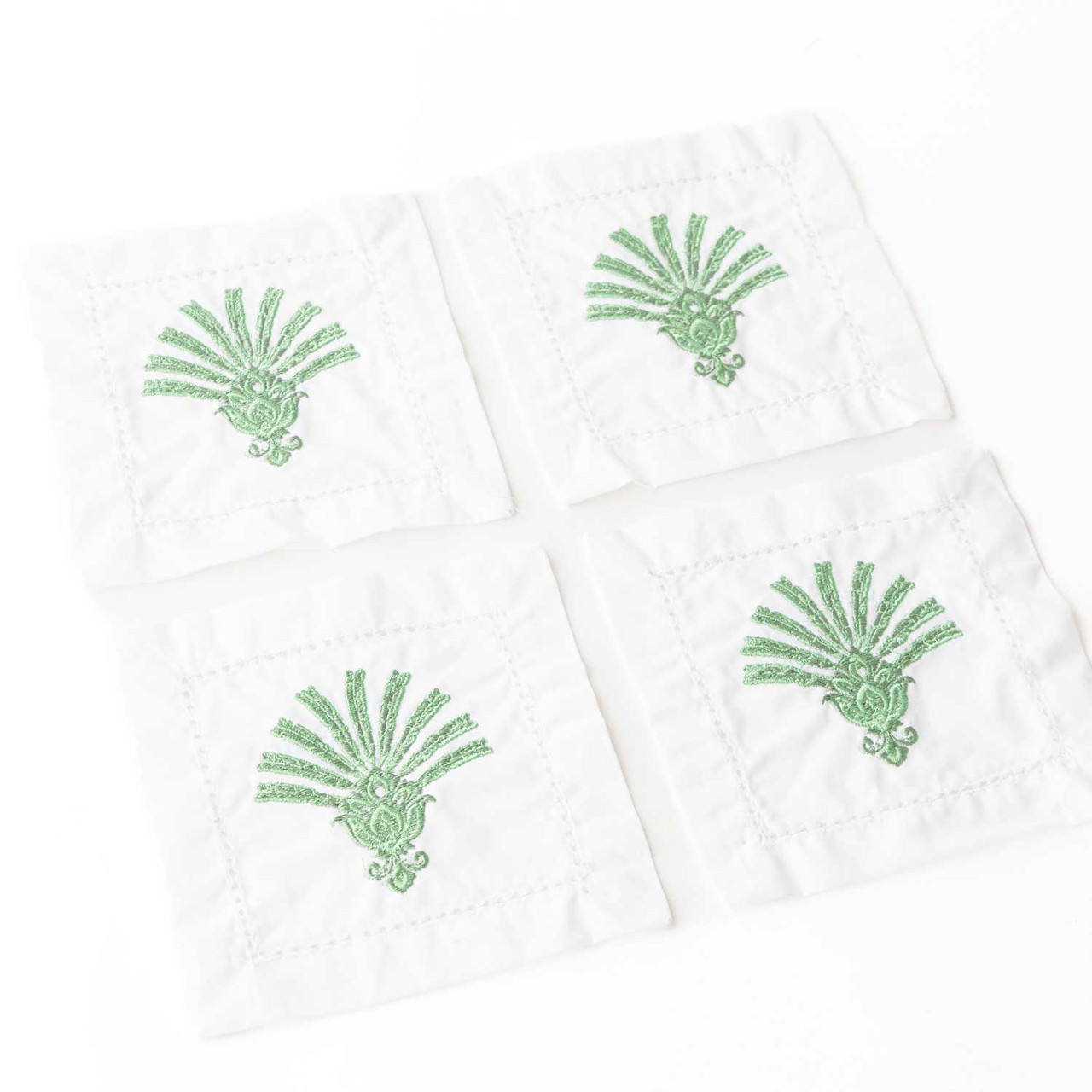 8 Oak Lane Deco Palm Embroidered Cocktail Napkin - Thumbnail 4