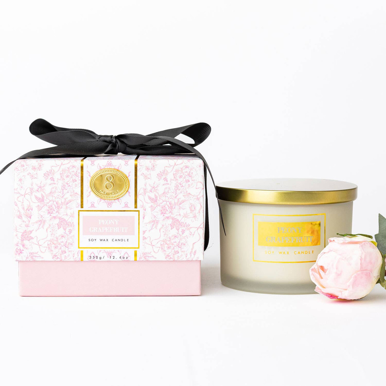 Peony Grapefruit 3-Wick Boxed Soy Wax Candle - 8 Oak Lane