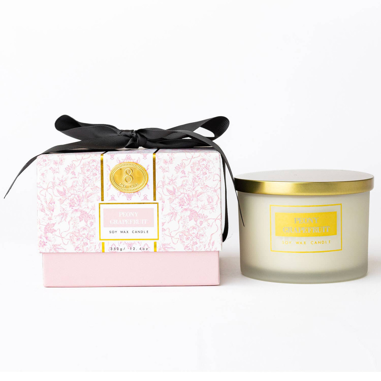 Peony Grapefruit 3-Wick Boxed Soy Wax Candle - 8 Oak Lane