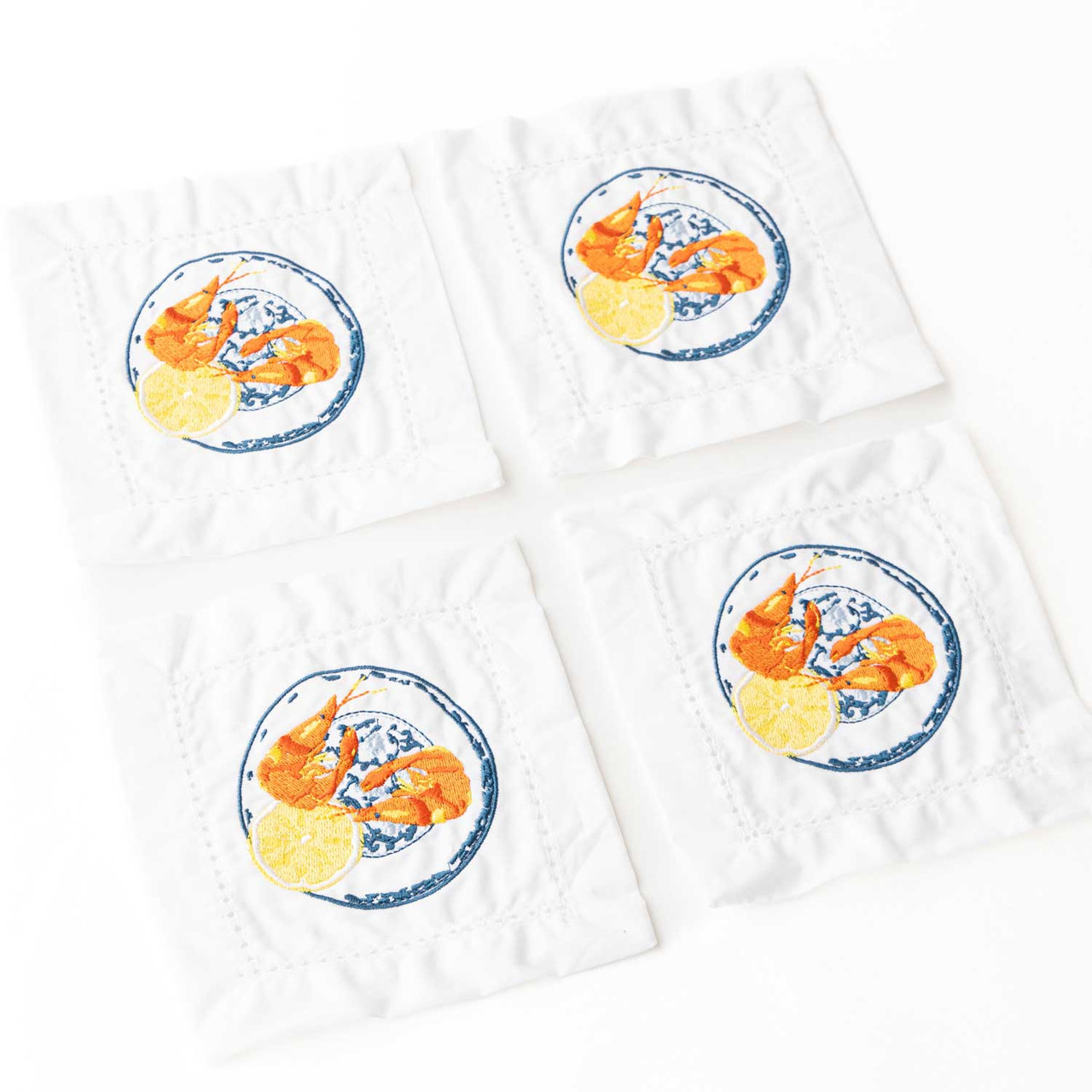 8 Oak Lane Lemon Prawns Embroidered Cocktail Napkin - Thumbnail 2