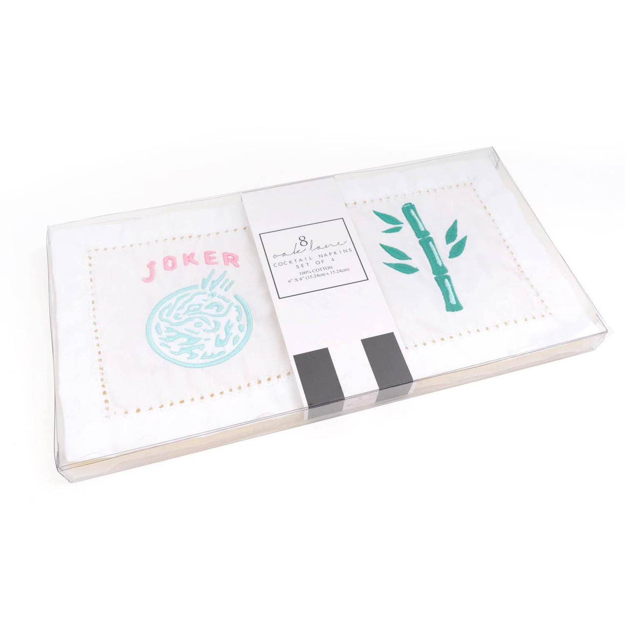 8 Oak Lane Mahjong Embroidered Cocktail Napkin - Thumbnail 2