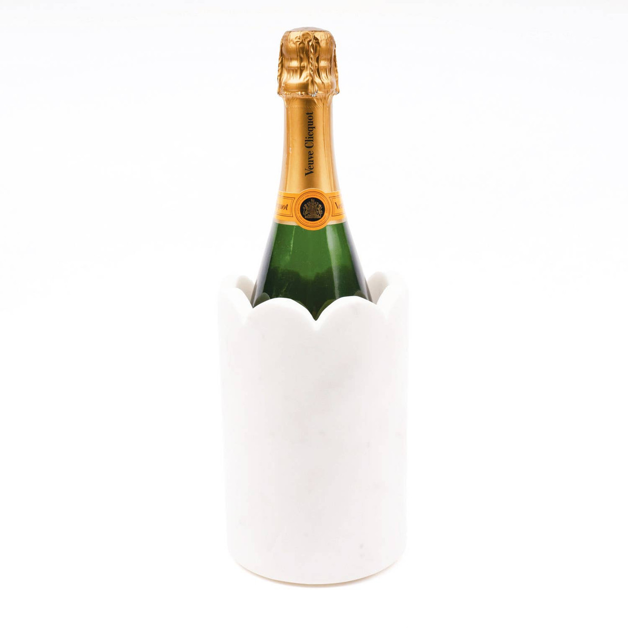 White Marble Scalloped Wine & Champagne Chiller - Thumbnail 2