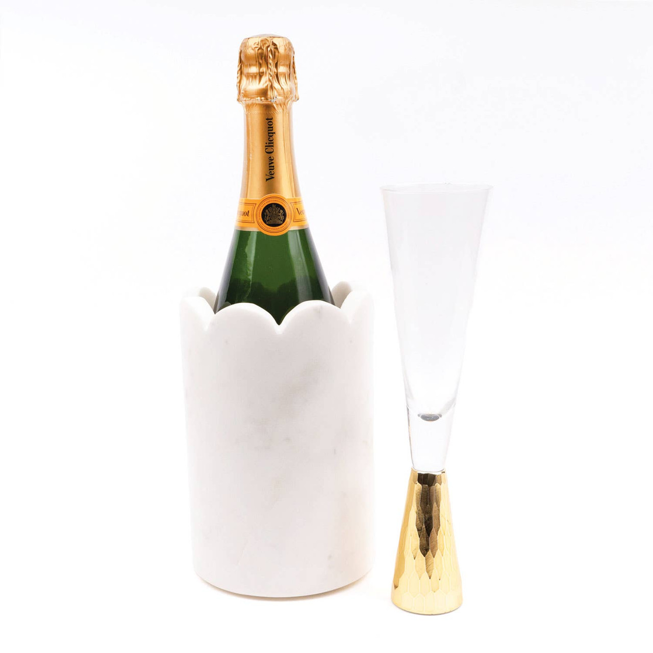 White Marble Scalloped Wine & Champagne Chiller - Thumbnail 3