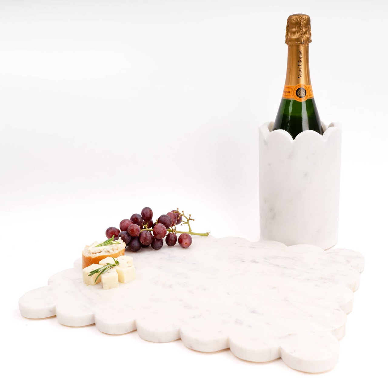 White Marble Scalloped Wine & Champagne Chiller - Thumbnail 4