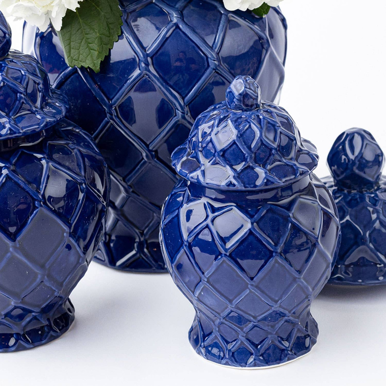 Navy Small Textured Ginger Jar - 8 Oak Lane