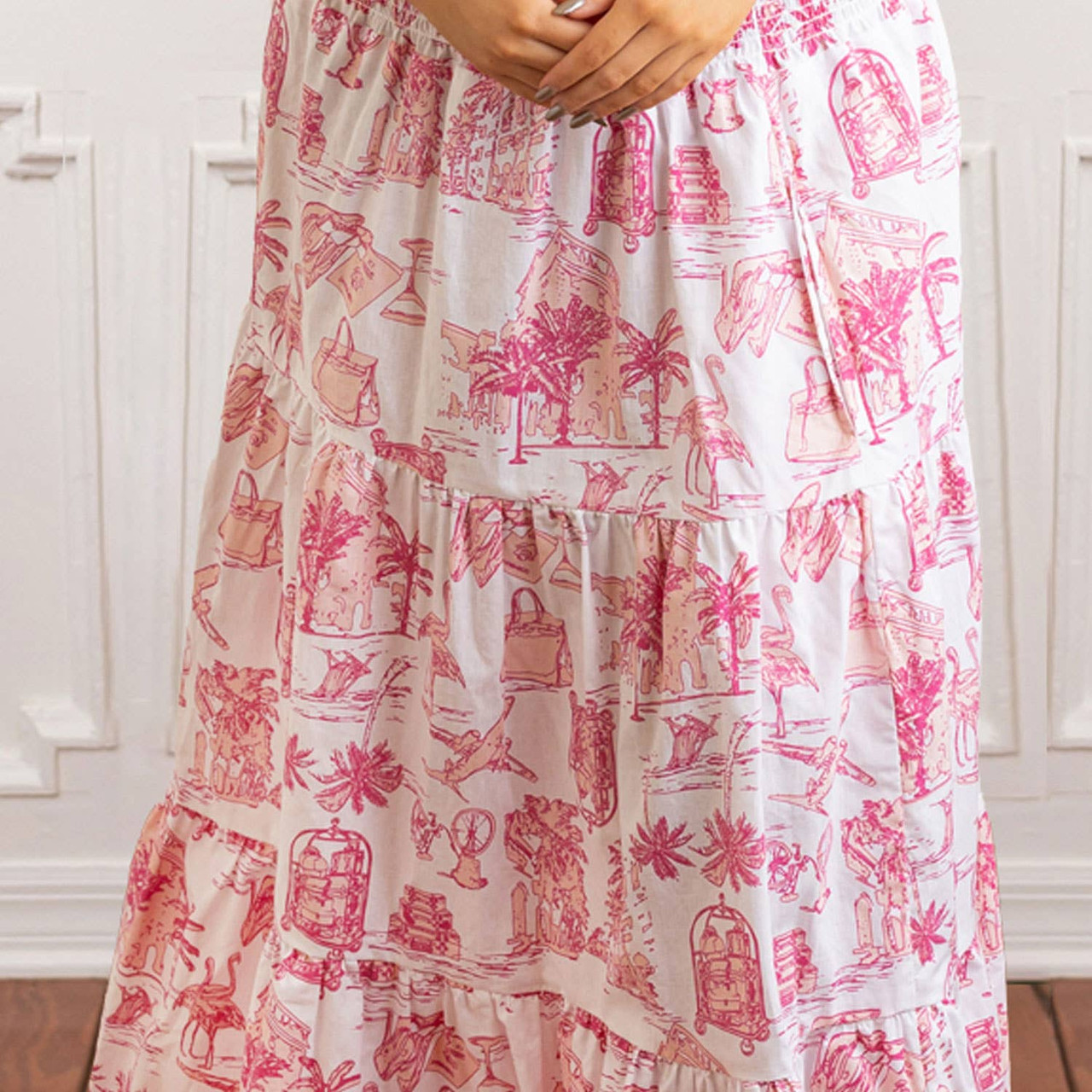 Pink Toile Smocked Flutter Sleeve Top & Skirt Set - 8 Oak Lane