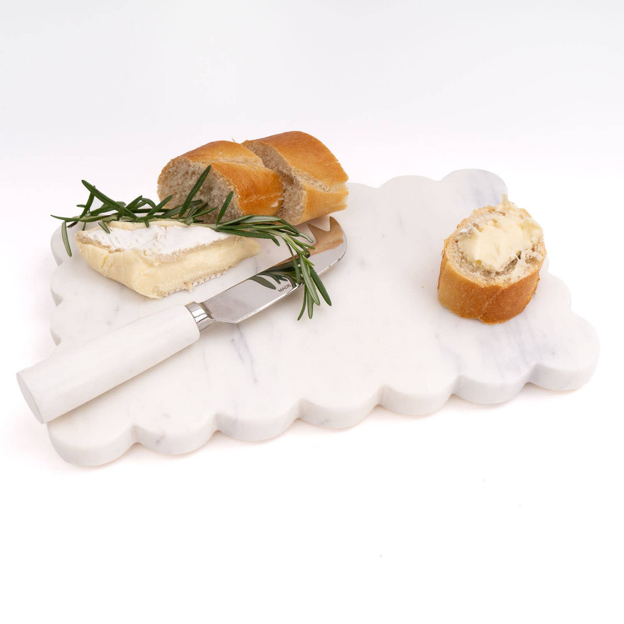 Marble Scalloped Cheese Board & Knife Set - Thumbnail 4