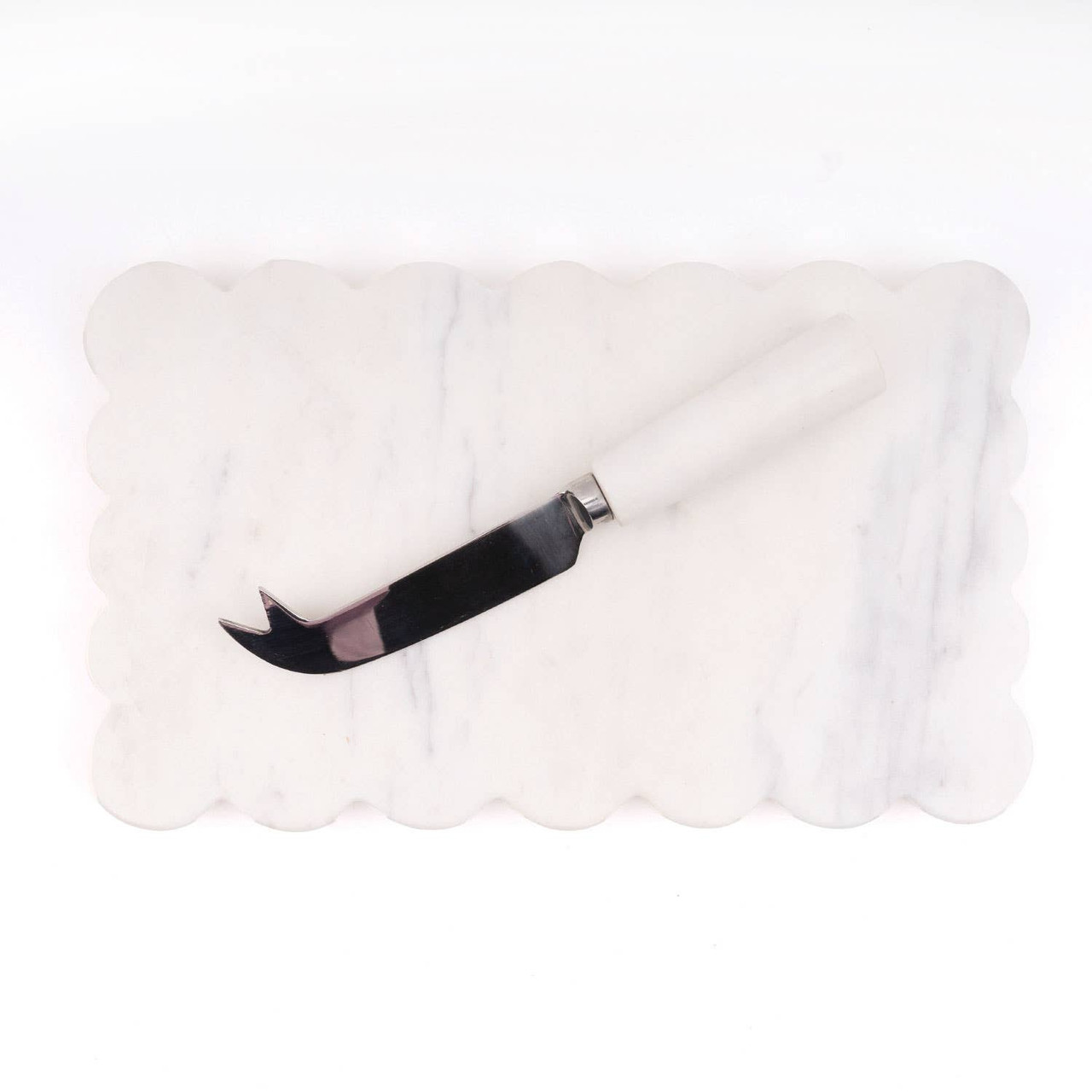 Marble Scalloped Cheese Board & Knife Set - Thumbnail 3