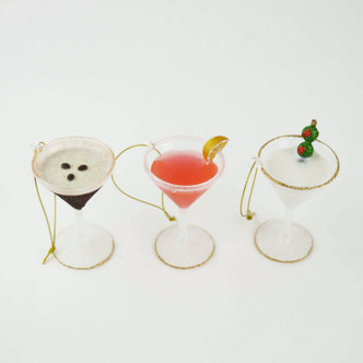 8 Oak Lane Martini 3pc Glass Ornament Set