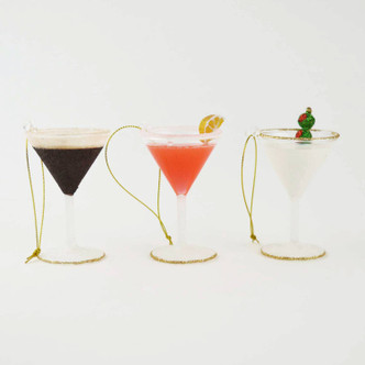 8 Oak Lane Detail of  Martini 3pc Glass Ornament Set