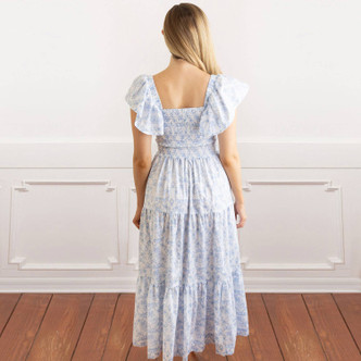 Pink Toile Smocked Flutter Sleeve Top & Skirt Set - 8 Oak Lane