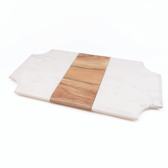 8 Oak Lane Marble & Wood Beveled Serving Board