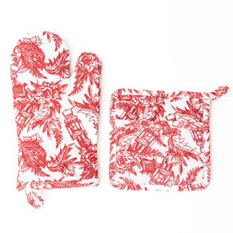 8 Oak Lane Gifts Nutcracker Toile Oven Mitt Set