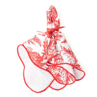8 Oak Lane Nutcracker Toile Scalloped Dinner Napkin
